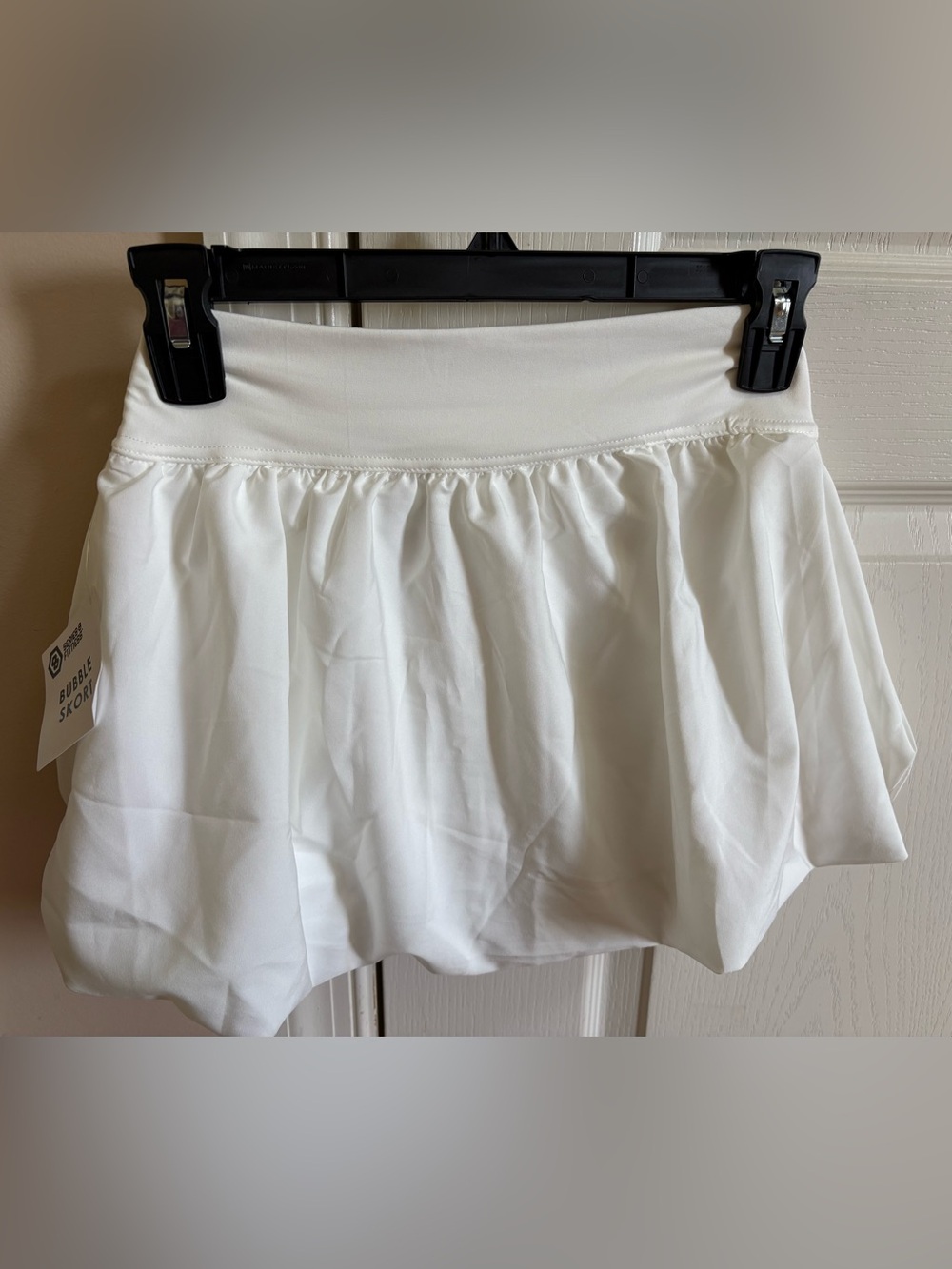 White Gathered Waist Bubble Circle Skirt Skort